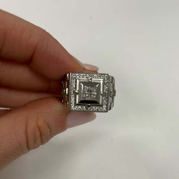 Suzy Levian Unisex Sterling Silver White CZ Ring Size #9.5 Sample - Picture 7 of 8